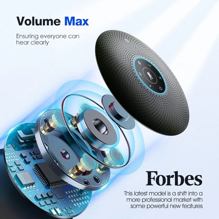 Bluetooth Speakerphone M2 Max Professional Conference Speaker and 4 Directional Mics for up to 15 People Business Conference