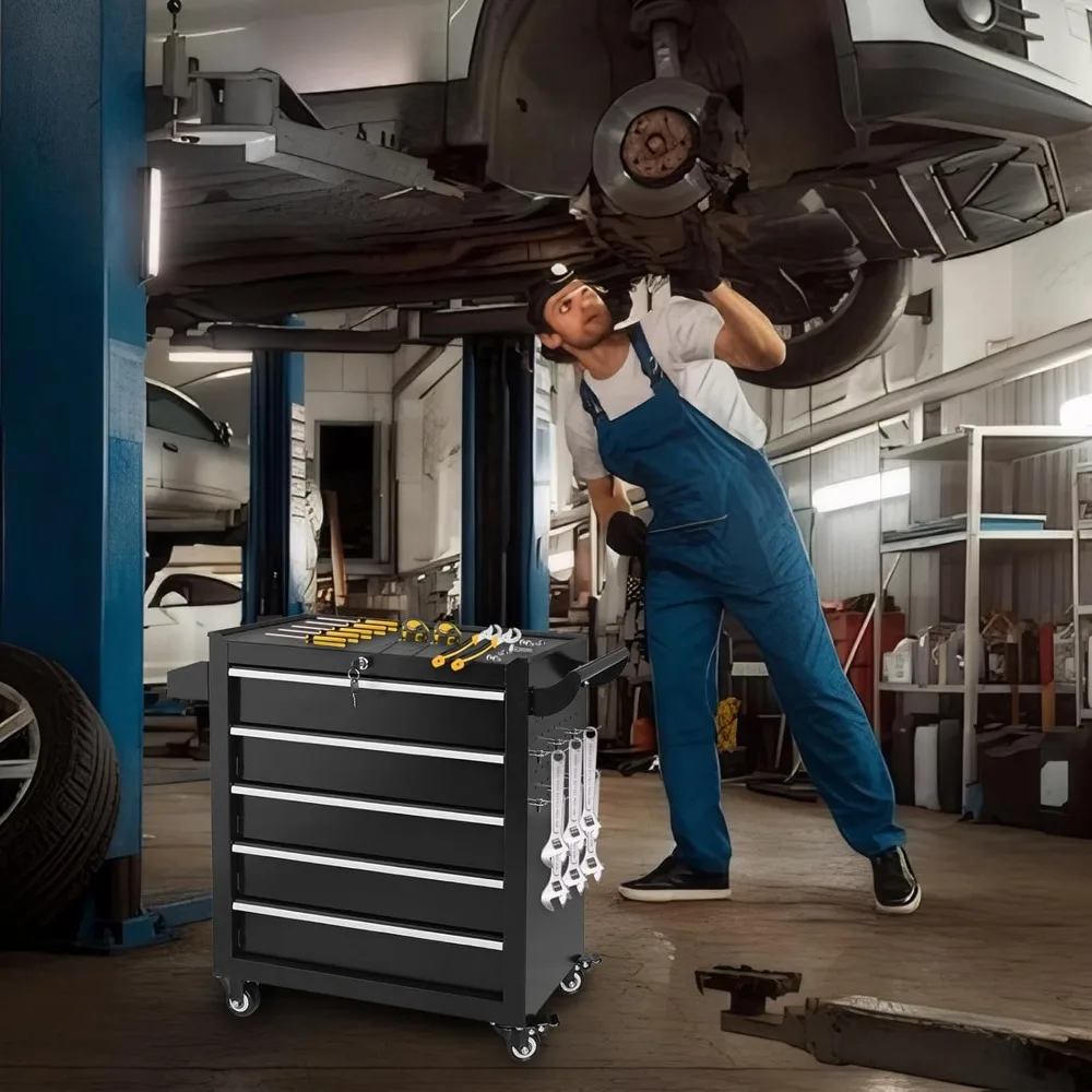 

5 Drawer Rolling Tool Chest with Lock, Metal Tool Box on Wheels for Garage Workshop Storage Organization