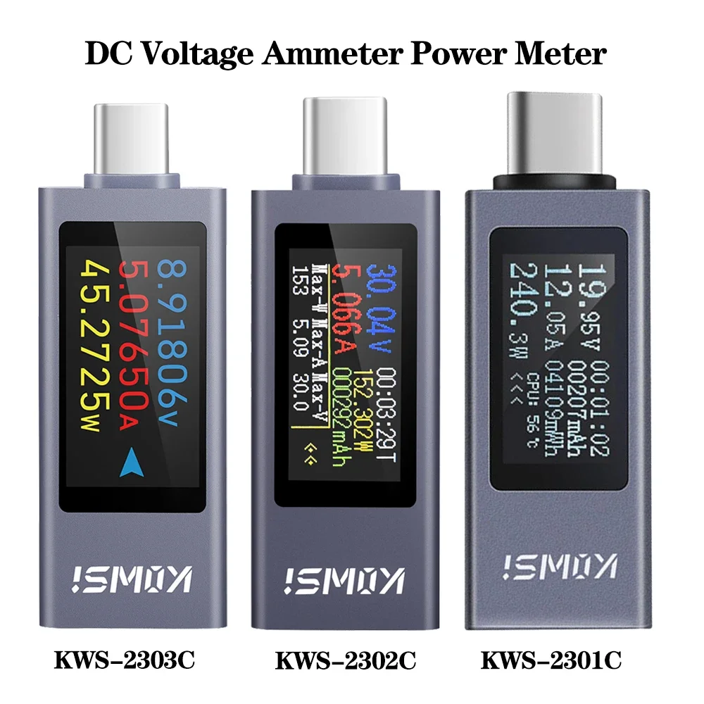 DC4-30V 12A Voltage Ammeter Power Meter Multi-function Digital Voltmeter Charging Tester Type-C Port Screen Cell Phone Tester