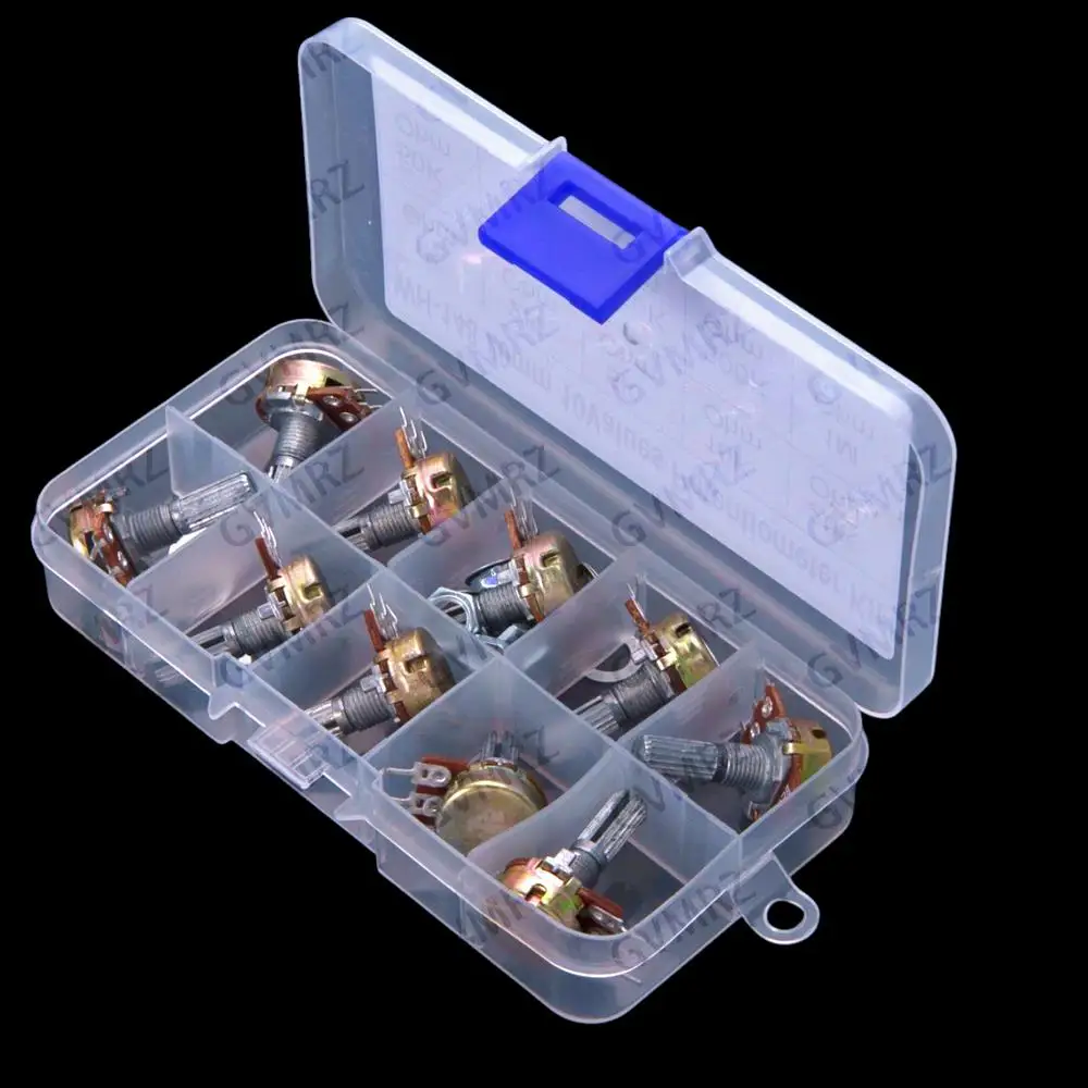 10Values 1K 2K 5K 10K 50K 100K WH148 Adjustable Potentiometer Single-Pole 3Pin 1K 2K 5K 10K 50K 100K 500K 1M Handle 20MM