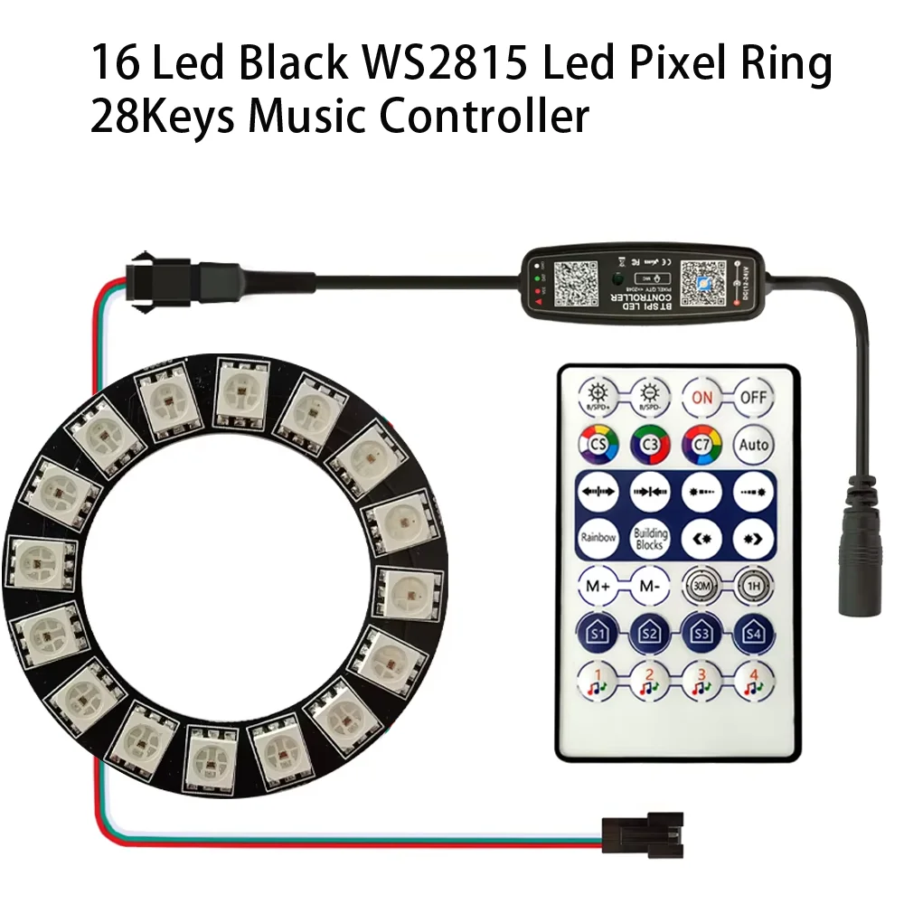 

Flexible Display Module DC12V 3Pin WS2815 Matrix Panel Screen with LED Ring Individually Addressable And 28-Key Music Controller