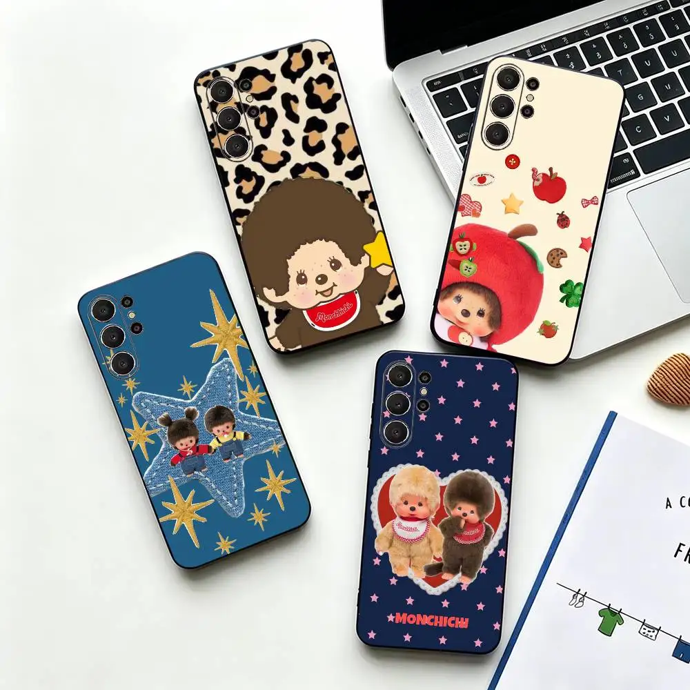 Cartoon M-Monchhichiss Soft Silicone Case for Samsung S26, S24, S21, S22, S23, S30, Ultra,  Plus, FE, Lite-Black
