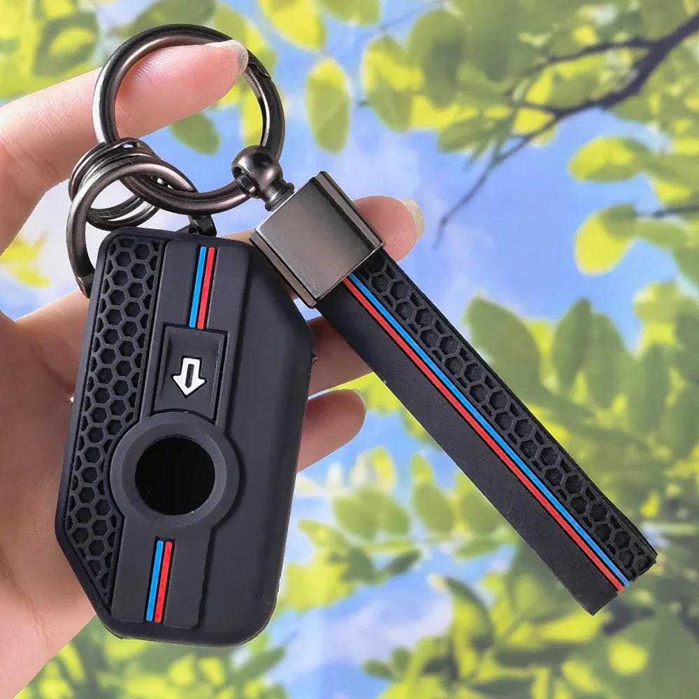 Racing Line Key Fob Cover With Keychain For BMW R1250GS R1200GS C400GT F750GS F850GS R1200RS R1200RT Silicone Protective Shell