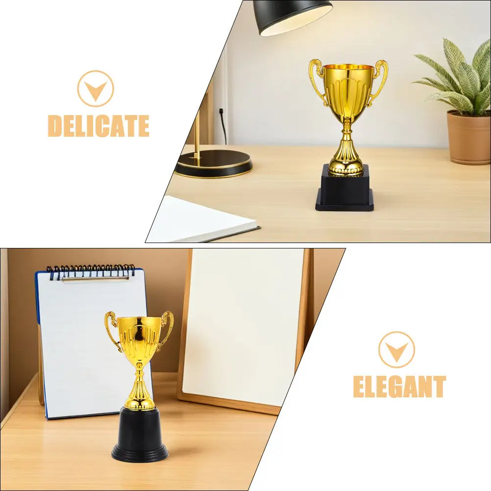 2Pcs Mini Gold Trophy Plastic Stable Base for School Awards Employee Recognition Desk Display Small Trophy Decoration