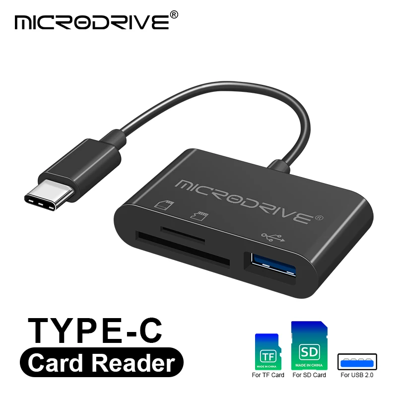 3 в 1 адаптер Micro USB Type C USB TF SD кардридер