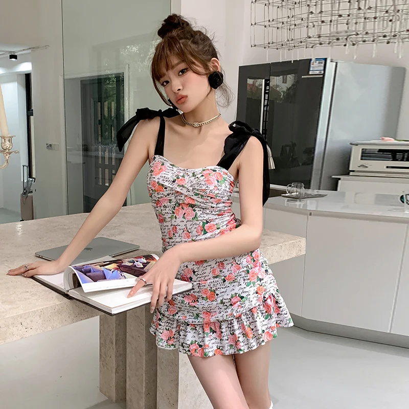 Skirt Style Swimsuit for Women Slimming and Covering The Belly Conservative Suspender Desire Instagram Style Hot Spring Swimsuit