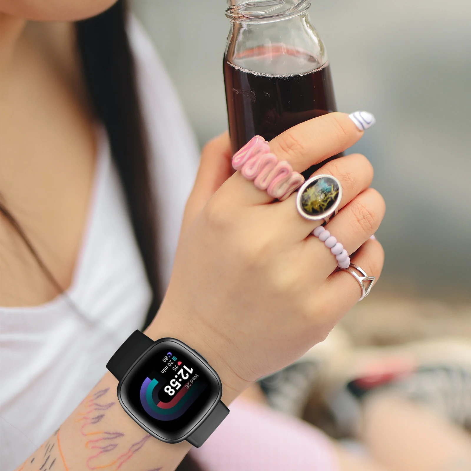 

2Pcs Tpu Watch Protective Case Cover for Versa4 Smartwatch Screen Protector Scratch Proof Watch