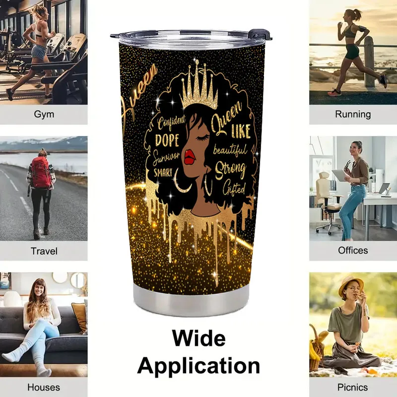 عبوة واحدة من كوب معزول كوين مع غطاء، كوب سفر من الفولاذ المقاوم للصدأ سعة 20 أونصة، كوب حراري قابل لإعادة الاستخدام للمشروبات الساخنة والباردة #3