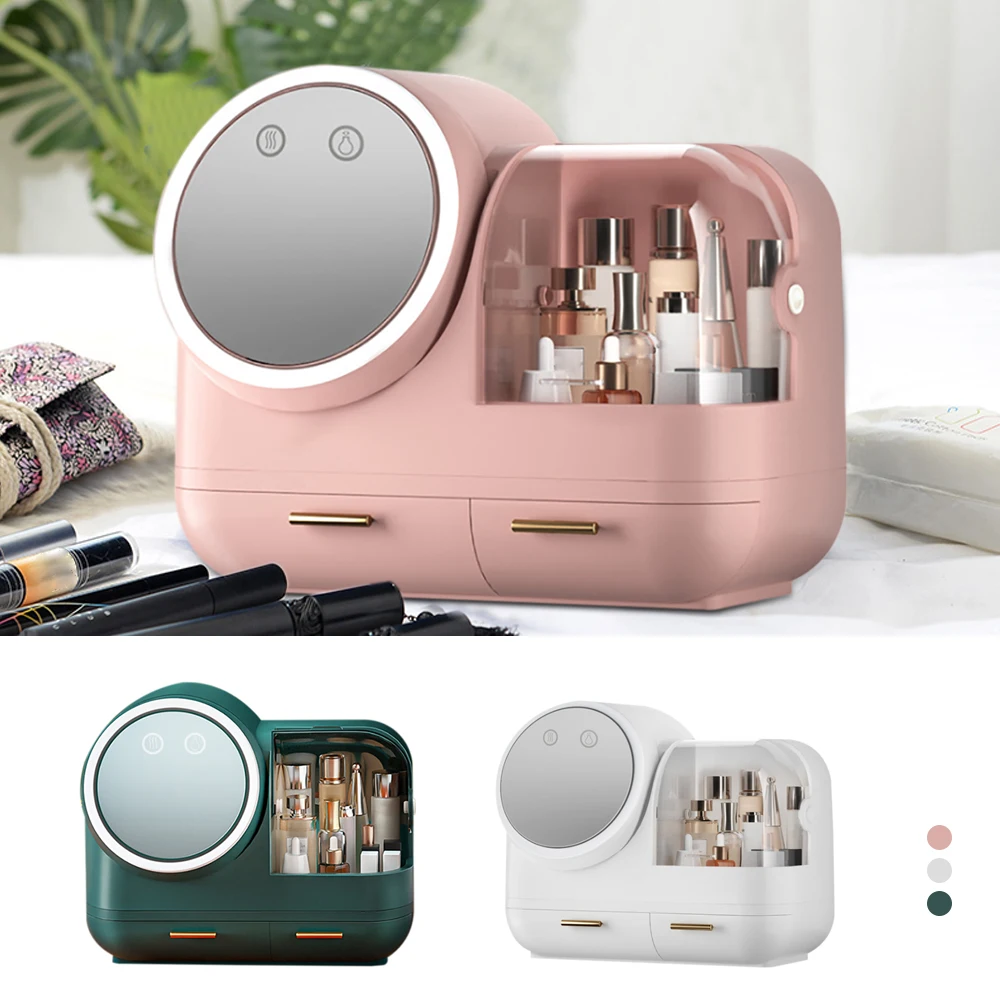 Make-Up Organiser, Led Light, Hd Mirror Can Be Rotated. Usb Charging With a Hair Dryer To Promote The Absorption Of Lotion