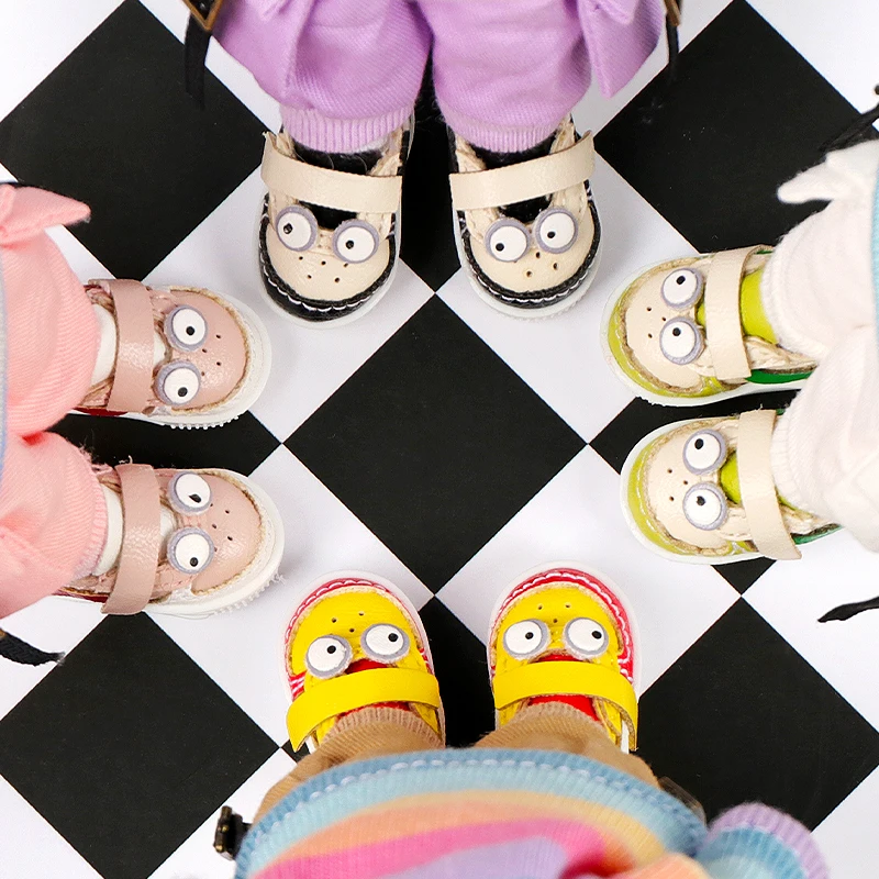 1 Pair of OB11 Doll Baby Shoes Big Eyes Cartoon Anime Cute Sneakers 1/12 Bjd Doll Shoes Decoration Detachable Doll PVC Material