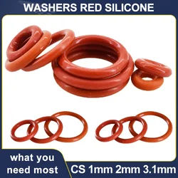 Washers Red Silicon VMQ O Ring Gasket CS 1mm CS 2mm CS 3.1mm  Food Grade Sealing Waterproof Insulated Rubber Silicon Rings