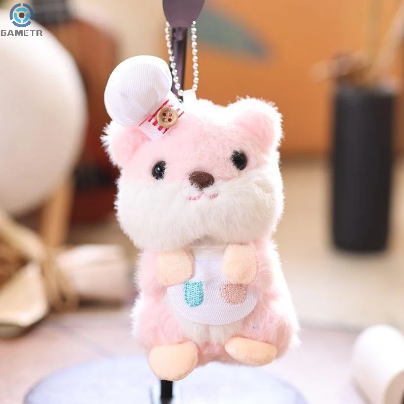 13 cm Nette Chef Hut Hamster Plüsch-schlüsselbund Maus Gefüllte Puppe Schlüsselring Cartoon Plüsch Spielzeug Rucksack Hängende Dekoration Tasche Anhänger