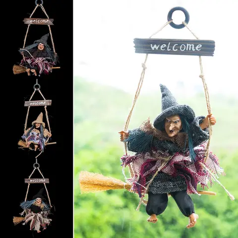 Halloween Hanging Witch Dolls Prop Animated Ghost Scary Yard Door Wall Tree Party Outdoor Home Decoration For Kid
