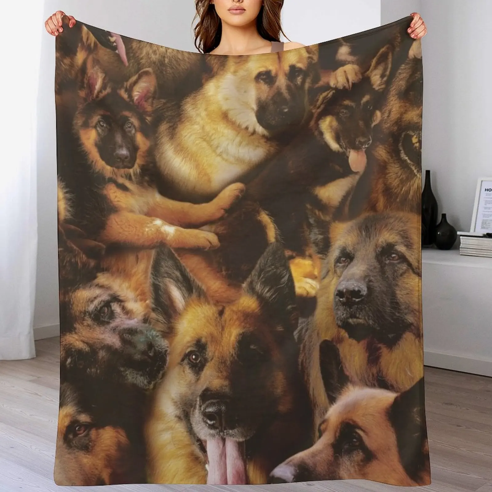 

German Shepherds Throw Blanket Retros Hairy Blankets