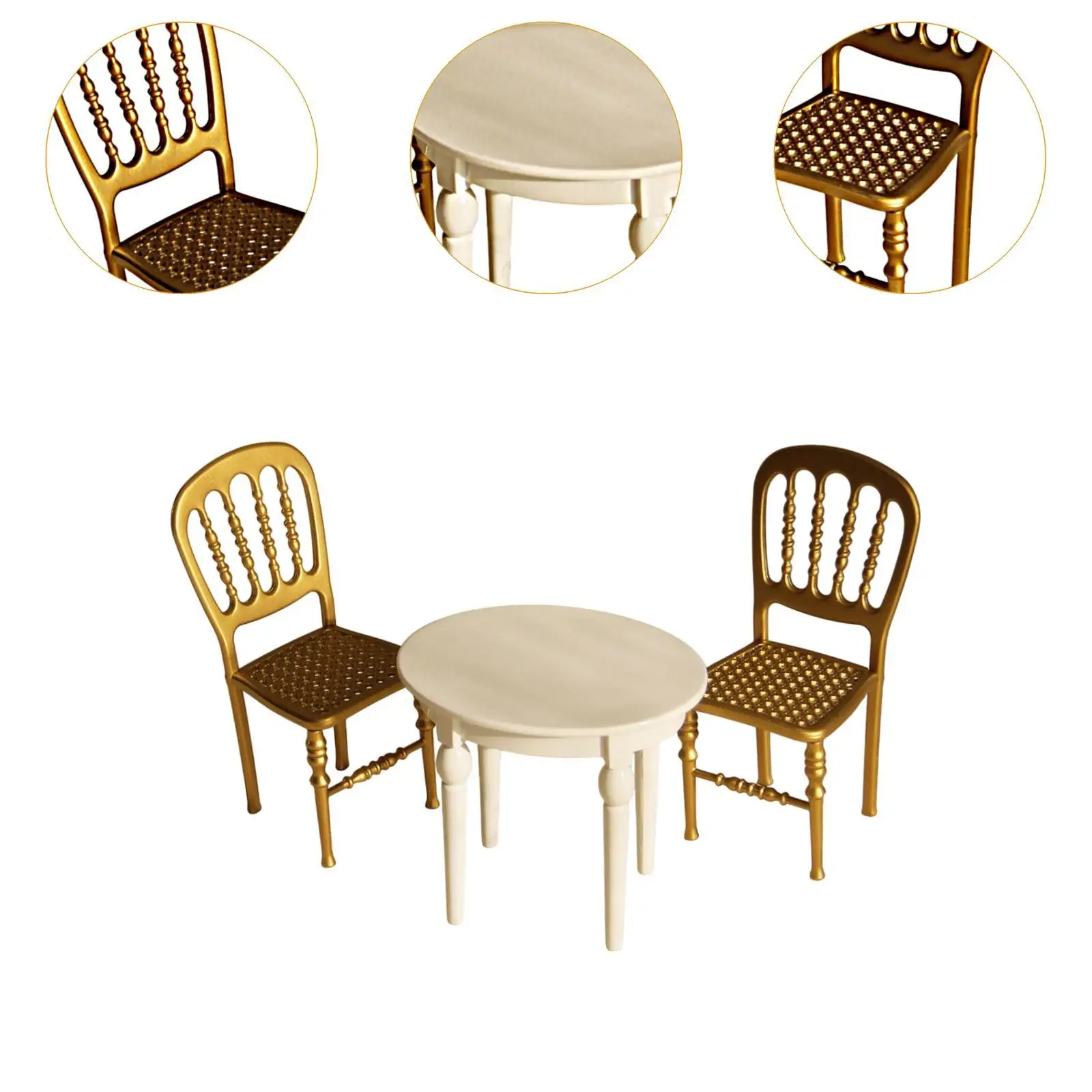 1:12 Dollhouse Table Chair Dining Table Chair Set Dollshouse Accessory Dollhouse Decoration Pretend Play Toys Mini Furniture