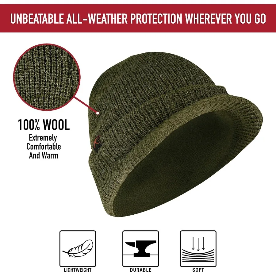 Wool Watch Cap with Brim Wool Beanie Hat with Visor Great for Winter Activities