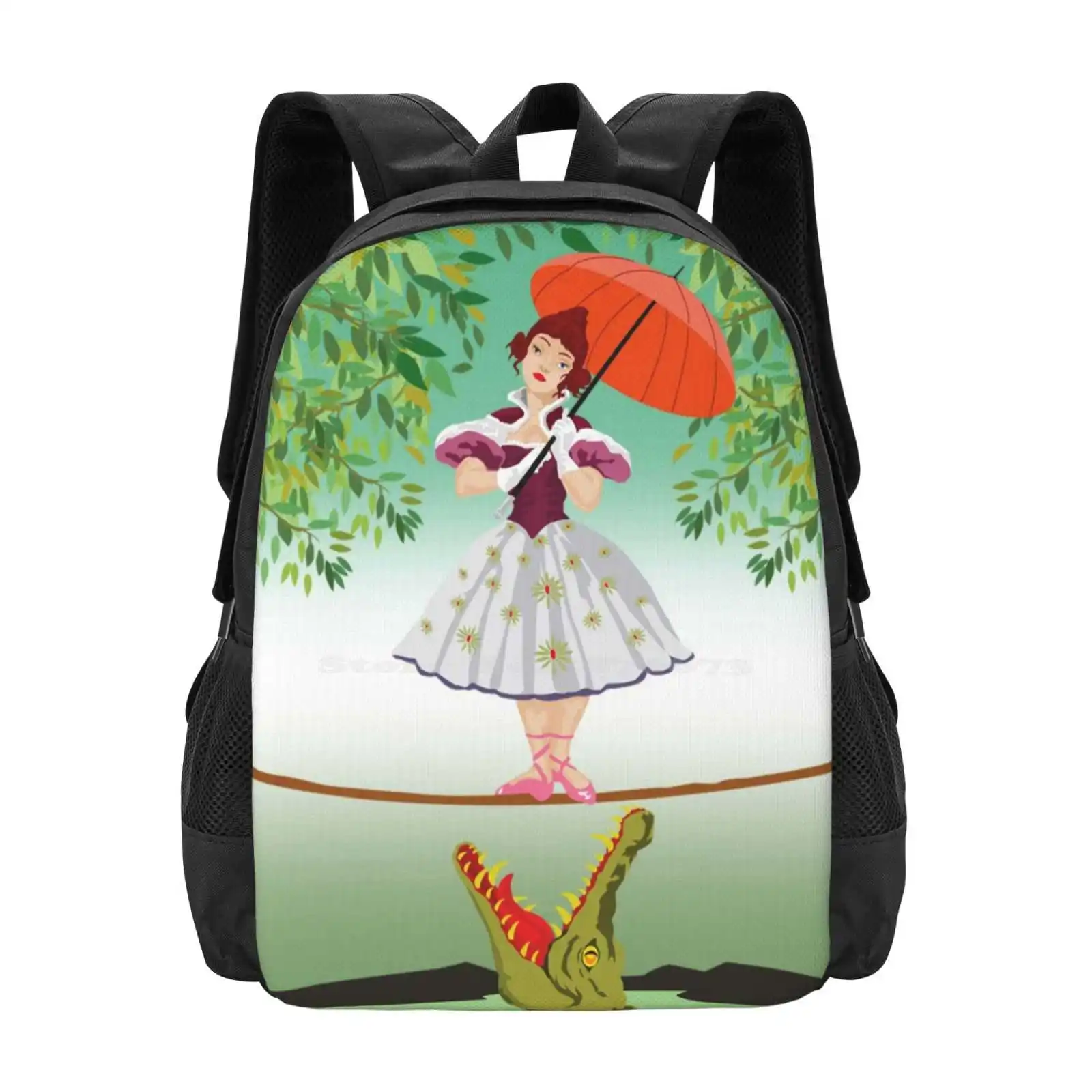 Cute Halloween The Crocodile Girl Deadly Circus Large Capacity School Backpack Laptop Bags Funny Cute Eddie Murphy Girly Girlie