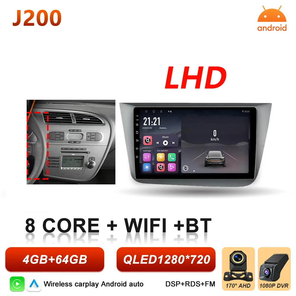 Android 16 autoradio Carplay voor Seat Altea 5P Toledo 3 2004 - 2015 Auto multimediaspeler stereo BT intelligente systemen scherm