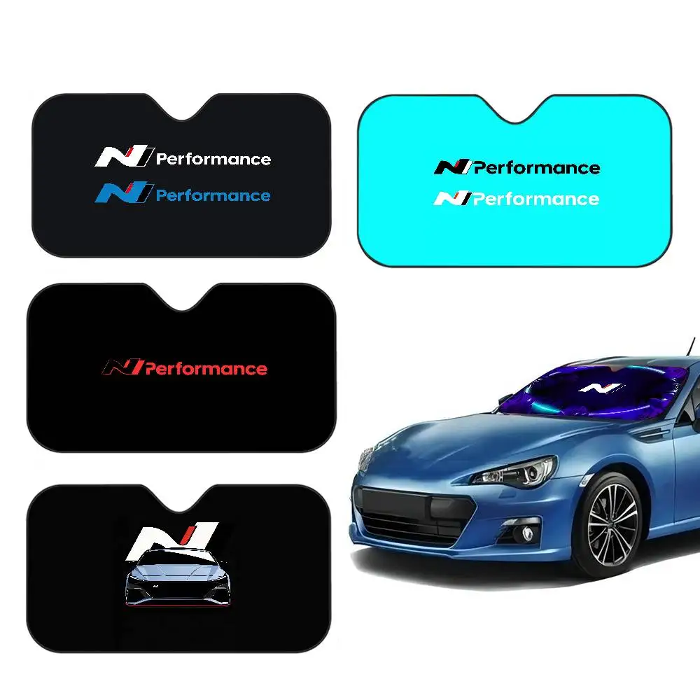 N Performance Logo Sunshade Windscreen 3D Film Plaid Gift Novelty Car Front Window Visor 70x130cm Sun Visor Solar Protect