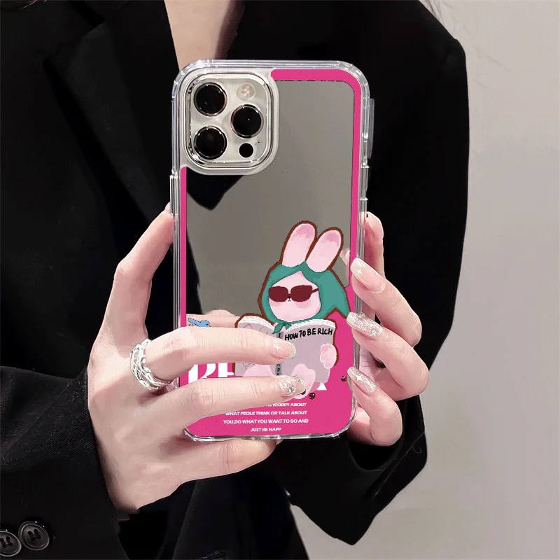 Reading Newspaper Rabbit Shockproof Fashionable Phone Case For iPhone 15 Pro Max 14 Plus 13 12 11 XR X XS 8 7 Cover