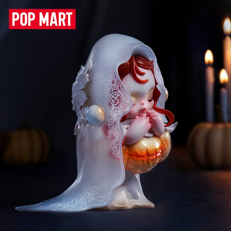 Popmart Skullpanda سلسلة عقد القمر الأبيض بطاقة الرأس Skullpanda تمثال جمع الألعاب العصرية لطيف دمية مكتب الديكور هدية