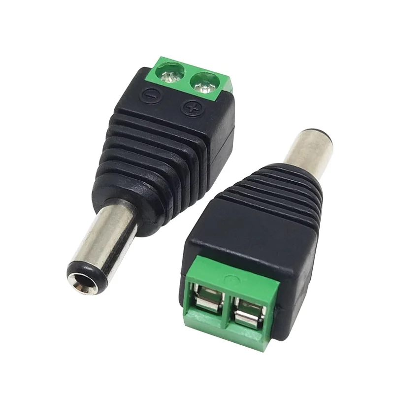 5PCS Cameras 2.1mm x 5.5mm Female Male DC Power Plug 5.5*2.5mm Plug Jack Adalug Jack Adapter Connector Male Plug Socket green