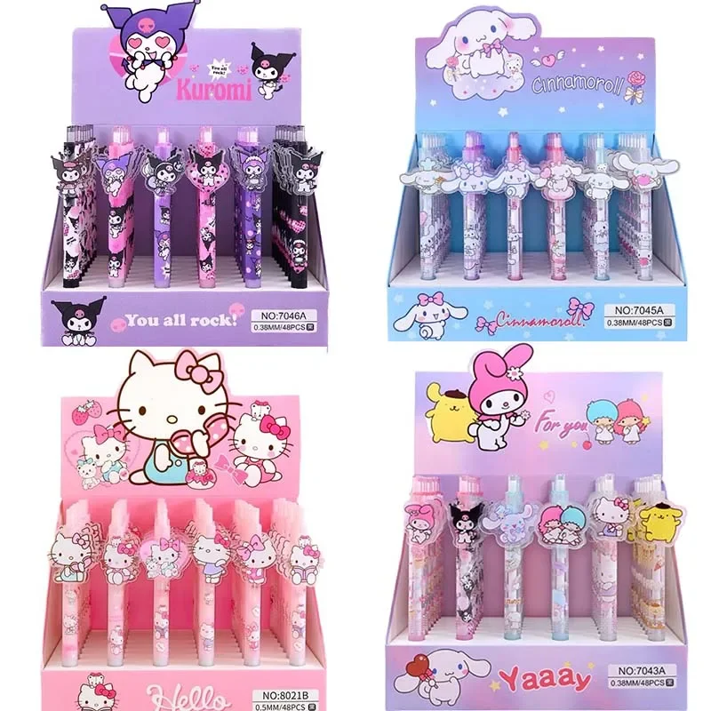 

Cartoon Gel Pen Sanrio 48pcs 0.5/0.38 Black School Children Write Supply Kitty Kuromi Hello Cinnamoroll Pens Students Stationery