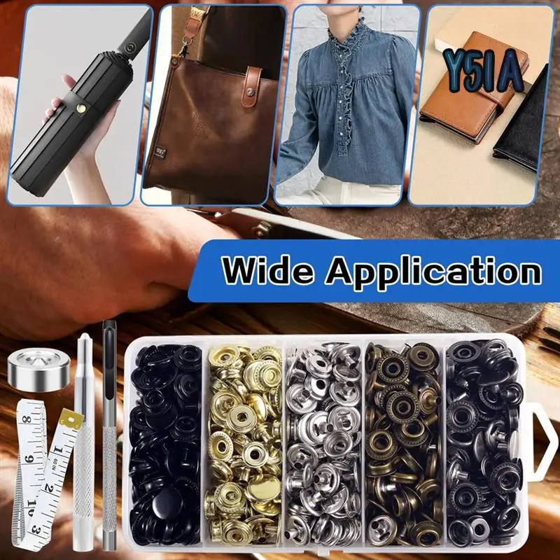 

Y51A-Stainless Steel Snaps, Heavy Duty Snap Fastener Tool, Canvas Snap Kit 5/8 Inche Snap Fastener Kit,Snap Button Kit