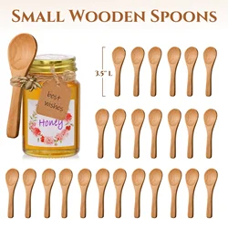 30-200Pcs Small Wooden Spoons for Honey Jars Party Favors 3.5'' Mini Spoons Teaspoons For Jars Sugar Spices Salt Creamer Spoon