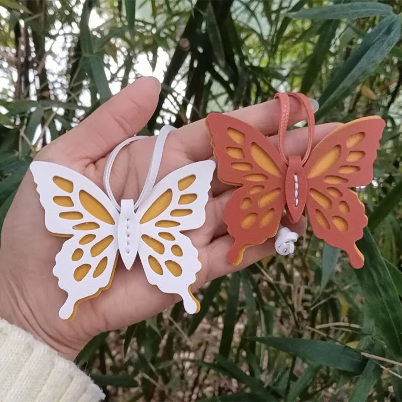 Cute Colorful Hollow Out Butterfly Keychains PU Keyrings Gift for Women Men Handbag Pendants Key Chains DIY Accessories