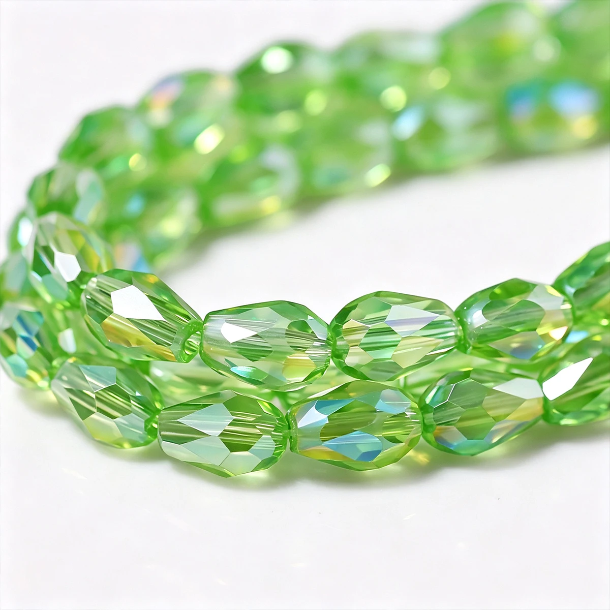 4x6mm 100-300Pcs Green Water Drop Faceted Crystal Glass Beads for Jewelry Making Bracelet Necklace Keychain DIY Accessories