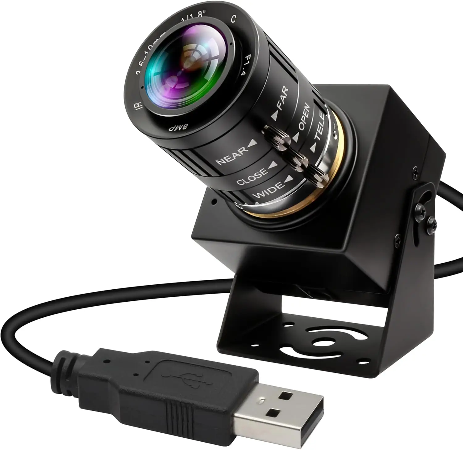 ELP 12MP USB Camera with 3.6-10mm Varifocal Manual Lens 1080P 120fps High Speed Webcam UVC Free Driver Streaming Camera