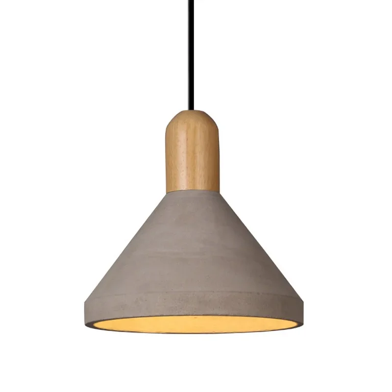

Cement Pendant Lamp Wood Cap Concrete Suspension Light Dinning Living Room Hotel Restaurant Hanging Ceiling Chandelier