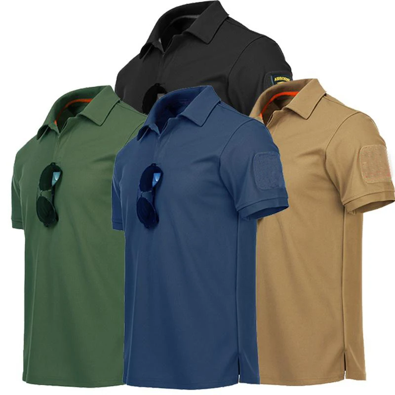 Tactical Polo T-Shirt Men Outdoor Sports Quick Dry Lapel Short Sleeve Shirts Summer  Hiking Training Tees Casual Tops