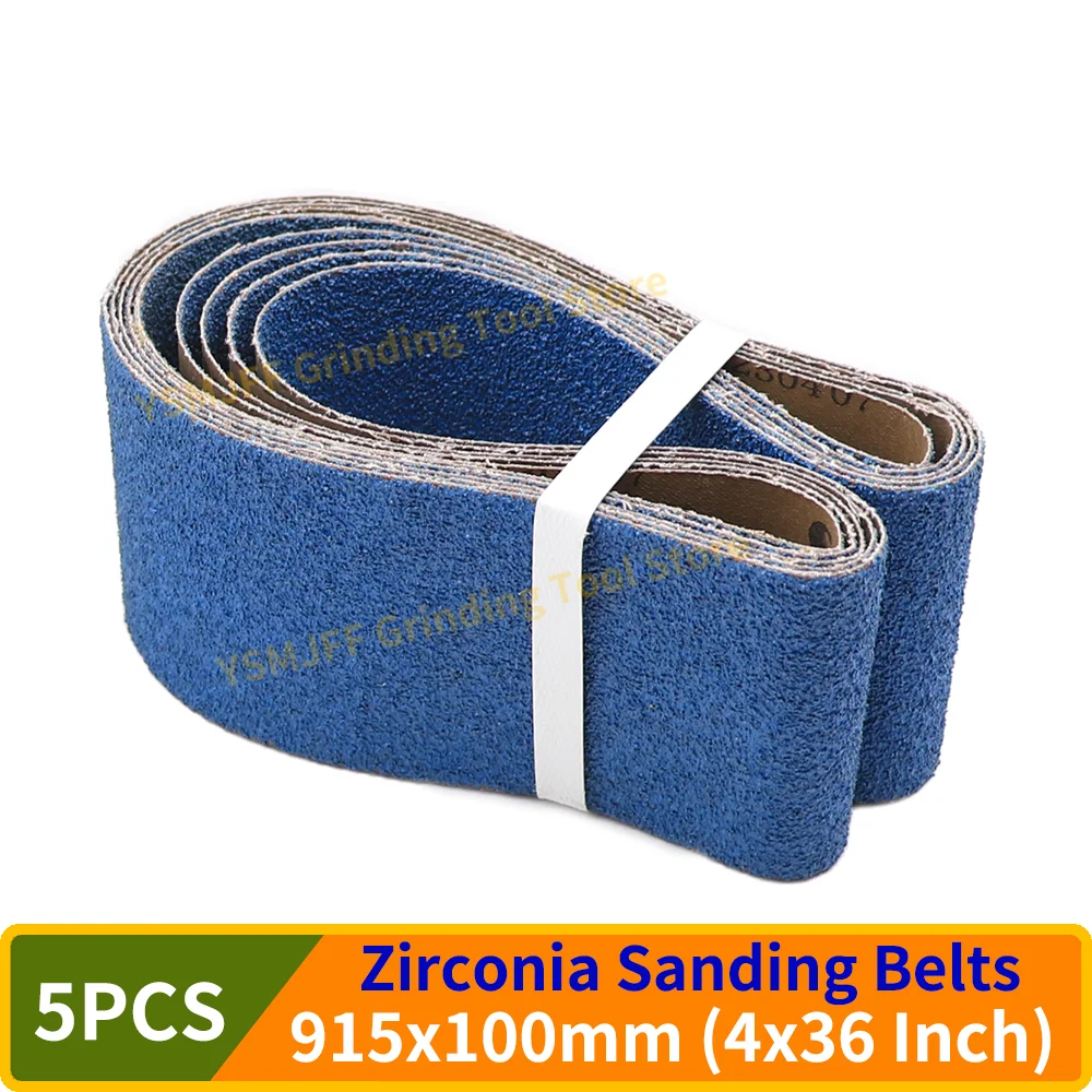 

5PCS 915x100mm Zirconium Corundum Sanding Belts for Sanding Metal Polishing P40-P120 Grits 4"x36" Blue Abrasive Sanding Belts.