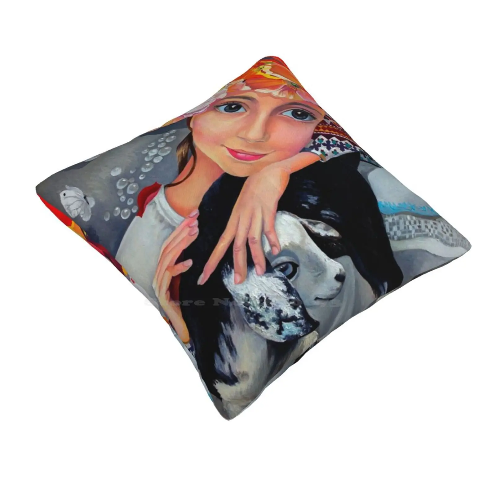 Ukrainian Beauty Throw Cushion Pillow Cover Ukraine Beauty Flowers Spring Summer Lady Tatyanabinovskaart Binovskaartshop