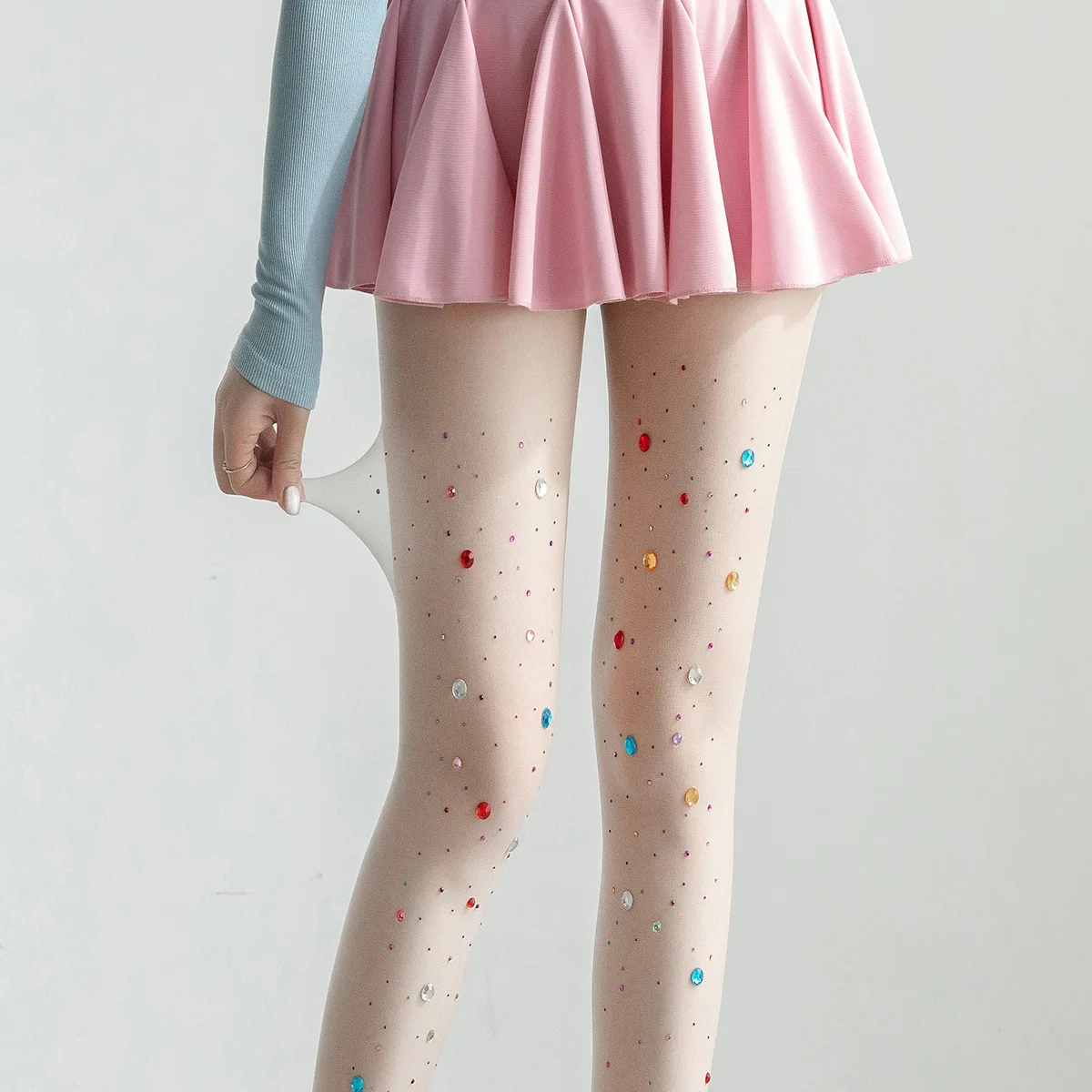 Acrylic Diamond Lingerie Silk Stockings Women's Tights Multi-color Rhinestone Pantyhose Body Stockings Female Hosiery Pantyhose