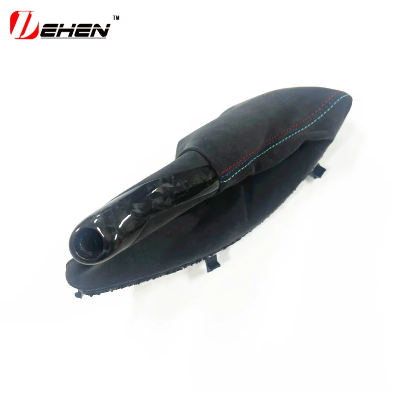 LHD Real Carbon Fiber Alcantara Handbrake Cover Automotive Interior For BMW M3 M4 F80 F82 F83 3 4 Series F30 F31 F34 F32 F33 F36