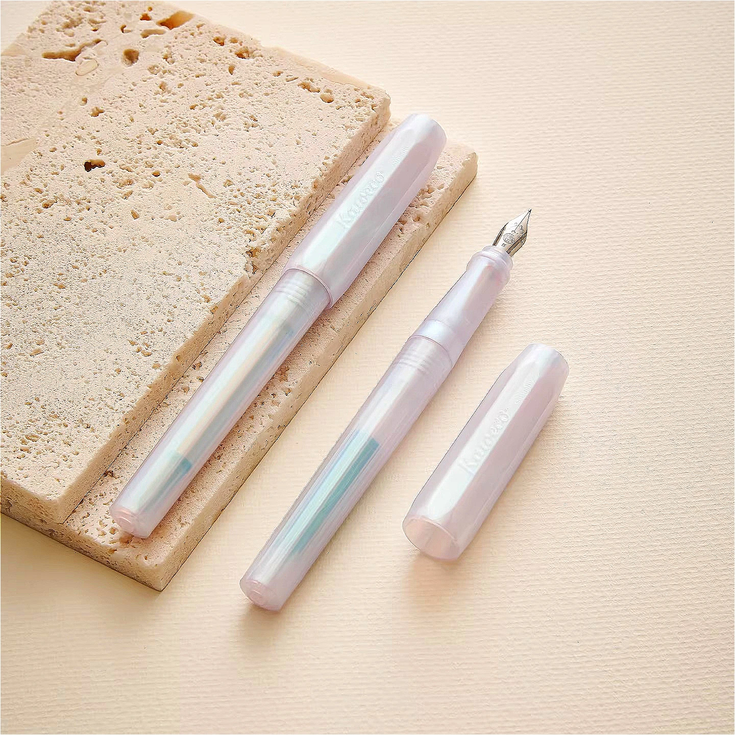 Kaweco Fountain Pen Perkeo Iridescent White Limited Edition Octagonal Barrel Portable Ink Pen for Students Calligraphy Writing