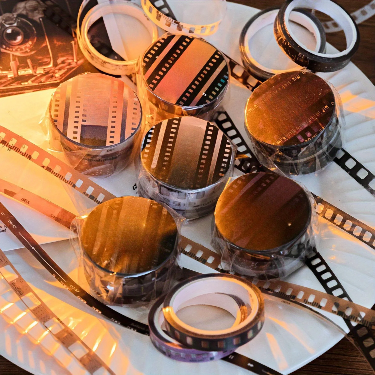 3 rolls/set 7mm*2m Creative Film Masking Tape Retro Washi Tape DIY Decorative Stickers Handbook Collage Aesthetic Stationery view 4
