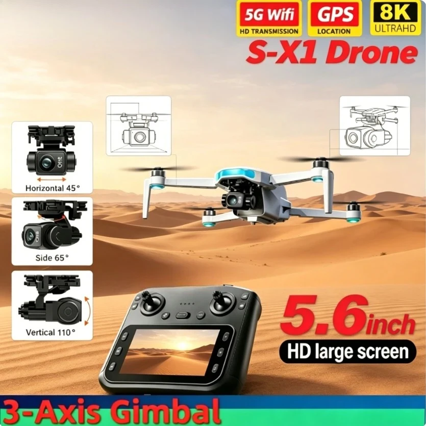 Original S-X1 Professional GPS Drone 8K HD 3 Axis Gimbal Camera 5G WIFI FPV Brushless Obstacle Avoidance RC Quadcopter Dron