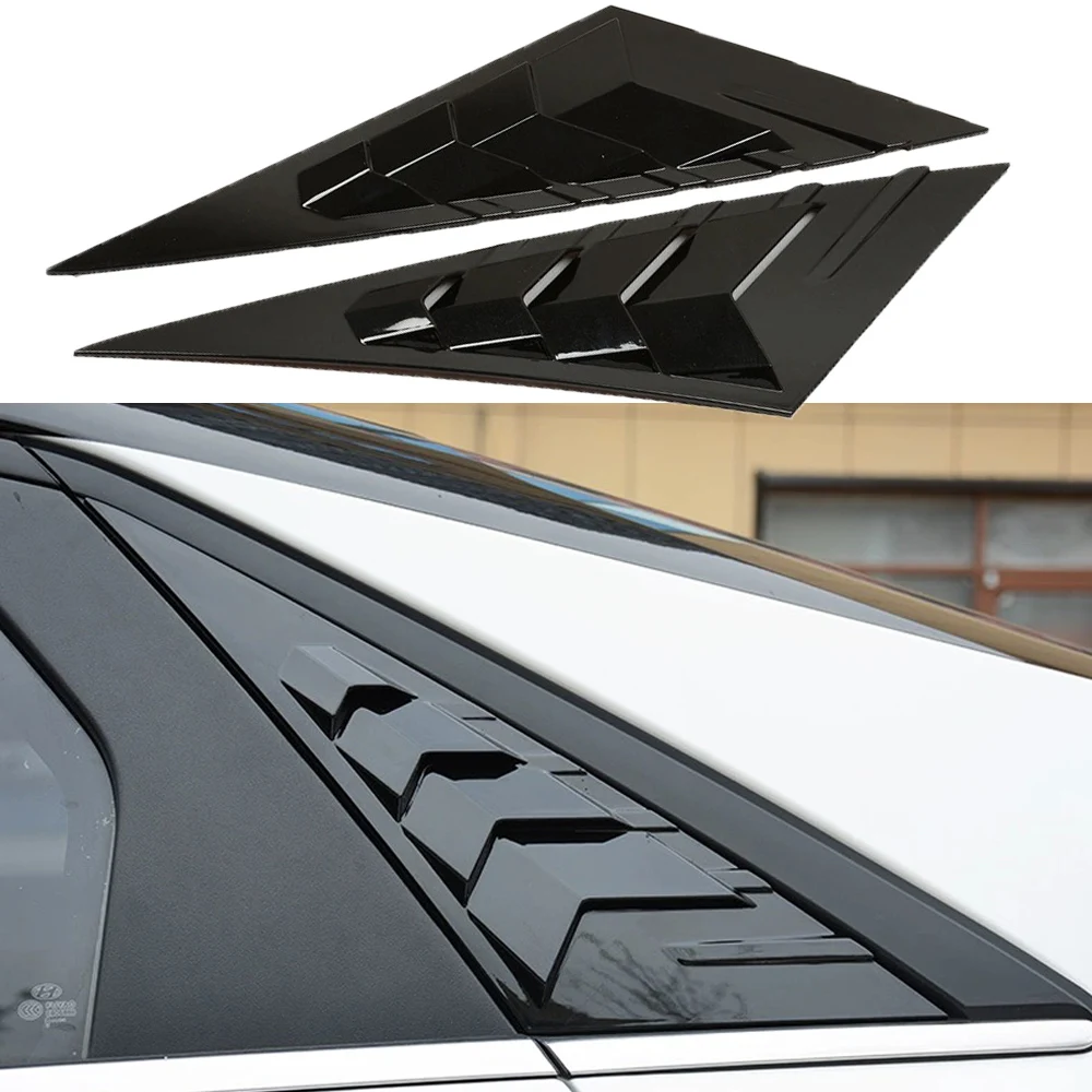 Left+Right For Hyundai Elantra 2021 2022 Car Rear Louver Window Side Shutter Cover Trim Sticker ABS Carbon Fiber Accessories