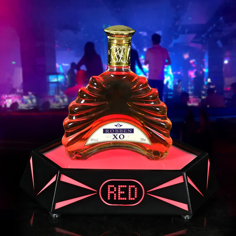 

LED luminous wine seat bar tequila foreign metal rack KTV foreign champagne base hexagonal display stand