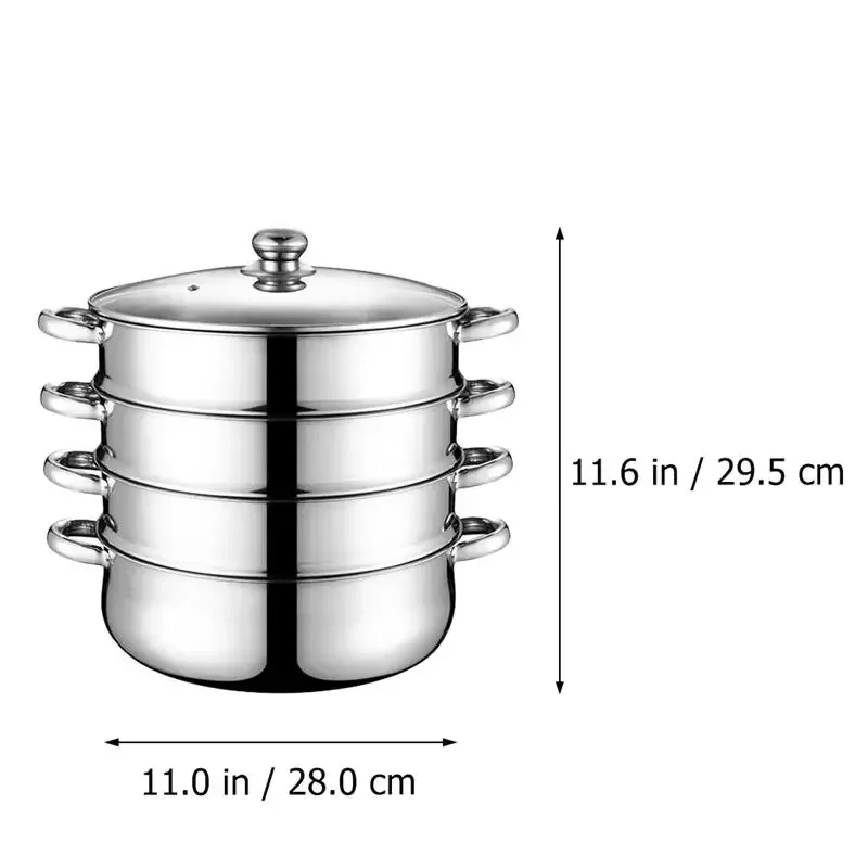 Imagem -05 - Conjunto de Cozinha a Vapor de Panela Vapor Sopa Stockpot Camada de Camada de Vegetais Vapores Panela Panelas Aço Inoxidável