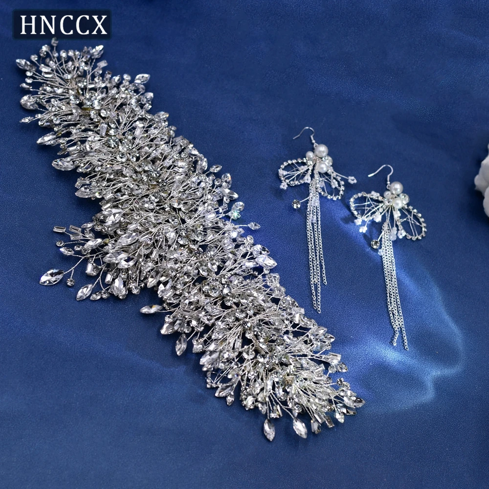 HNCCX Bridal Luxury Rhinestone Crown Headband Wedding Hair Ornament Bride Headwear Woman Headwear Banquet Tiara Headdress CP372