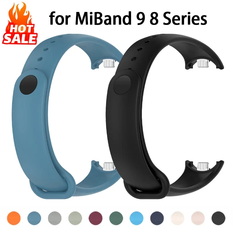 Pulseira de silicone para xiaomi mi band 9 8 pulseira nfc esporte pulseira de borracha pulseira correa xiaomi banda inteligente 8 acessórios