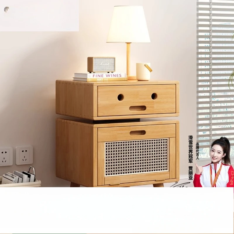 

Nordic modern solid wood robot bedside table rattan creative simplicity Japanese personality small apartment cute light luxury s