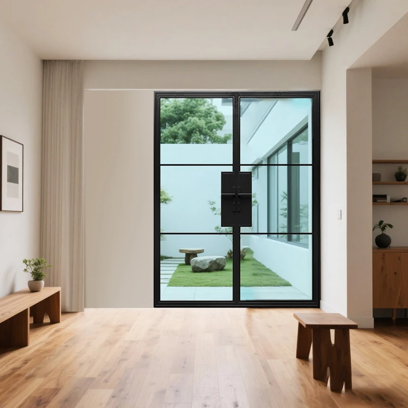 

Heavy Duty Security Glass Copper Fireproof Door Insulated Copper Framed Glass Entrance Door For Daily Use