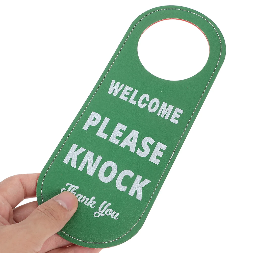 PU Do Not Disturb Door Hanger Sign Double Side Welcome Please Knock Sign for Dorm Hotel Home Office Meeting Rooms