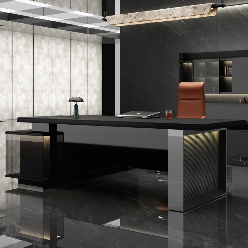 Premium Modern Modular Executive Office Desk L-Shape With Sideboard MDF Material CEO One-stop Procurement Office Furniture Sets